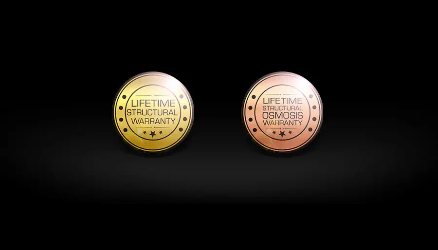 LeisurePools_Affordability_LifetimeWarranty-WarrantySeal Lebenslange strukturelle Garantie für unsere Schwimmbecken aus Glasfaser